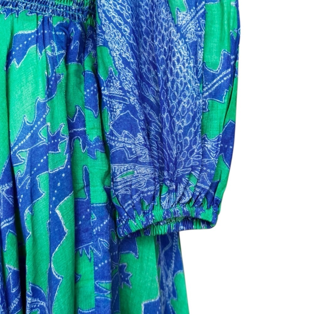 Oliphant Crew Neck Smocked Waist Maxi in Thistle Green XS - Picture 11 of 13